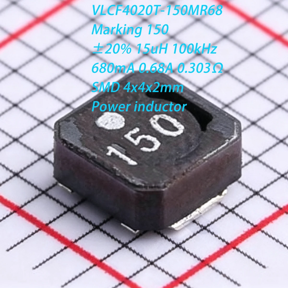 10PCS VLCF4020T-150MR68 Marking 150 SMD 4x4x2mm ±20% 15uH 100kHz 680mA 0.68A 15µH 303mΩ 0.303 ohm NEW Original Power inductor