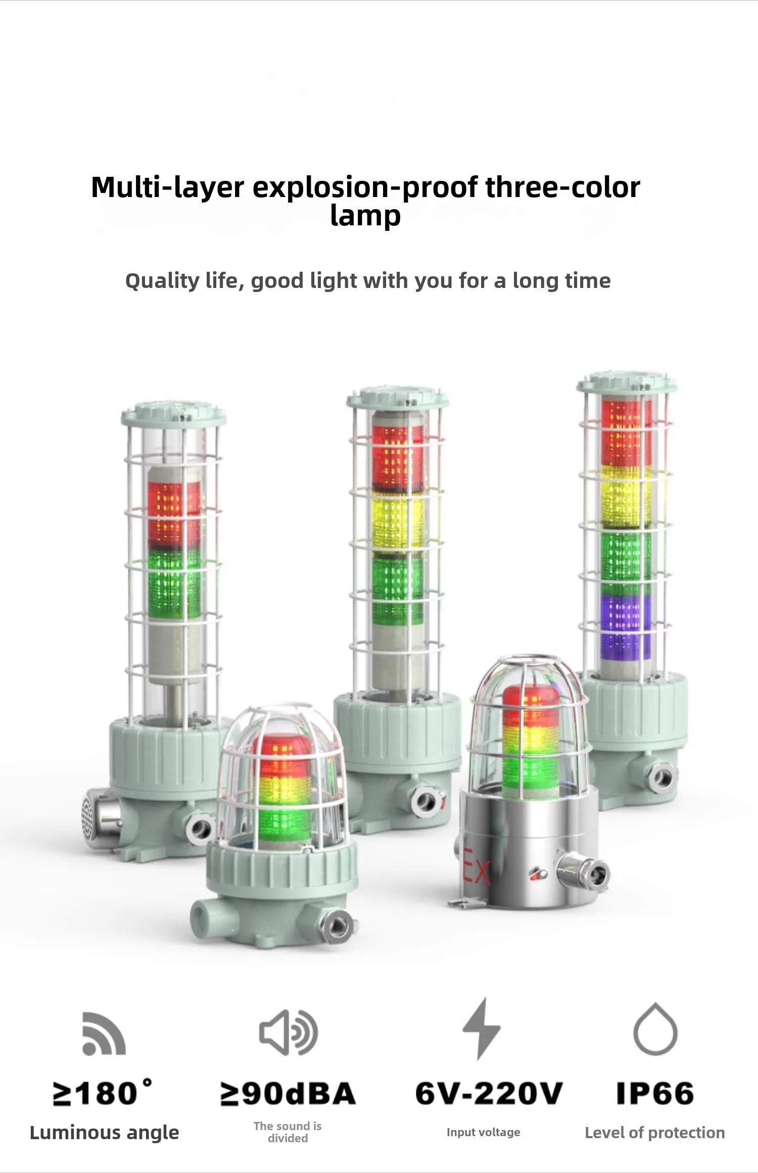 High-Quality Explosion-Proof LED Machine Lamp with Multilayer Signal Tower Light Red Green Blue Yellow Warning Indicator Lamp