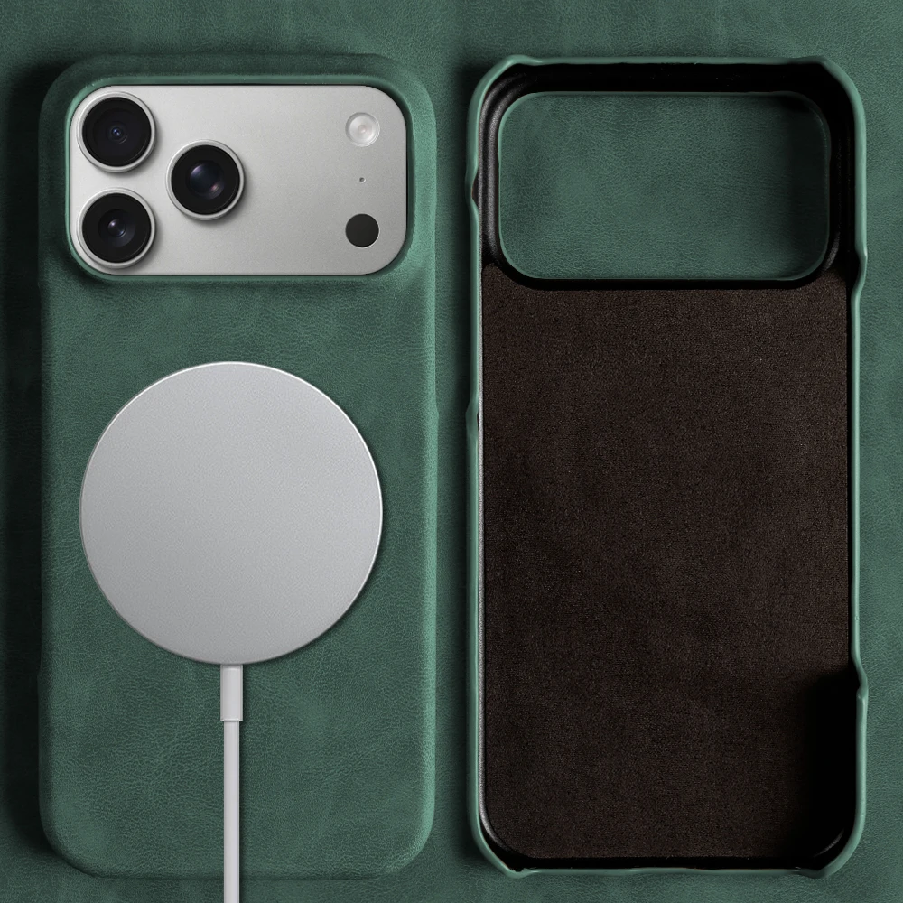 For Magsafe Skin Leather Case For iphone 17 Pro Max 16e 17e Air 13 12 Mini 14 15 16 Pro Max Phone Case Magnetic Back Cover Coque