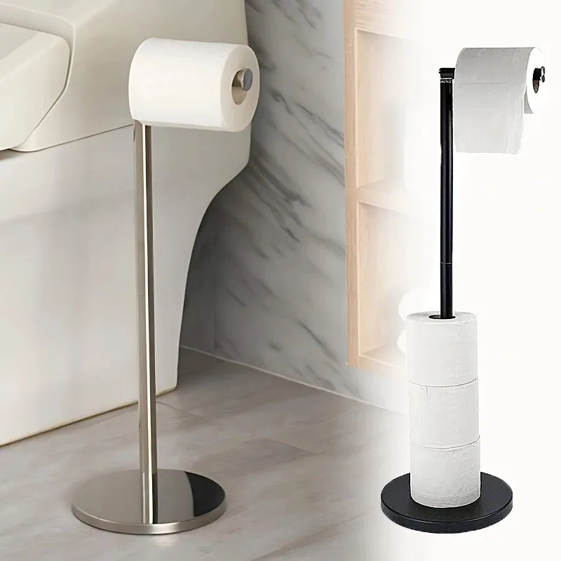 Freestanding Toilet Roll Holders Stainless Steel Toilet Paper Stand Anti-Rust Space Bathroom Tissue Rack Paper Dispenser Storage