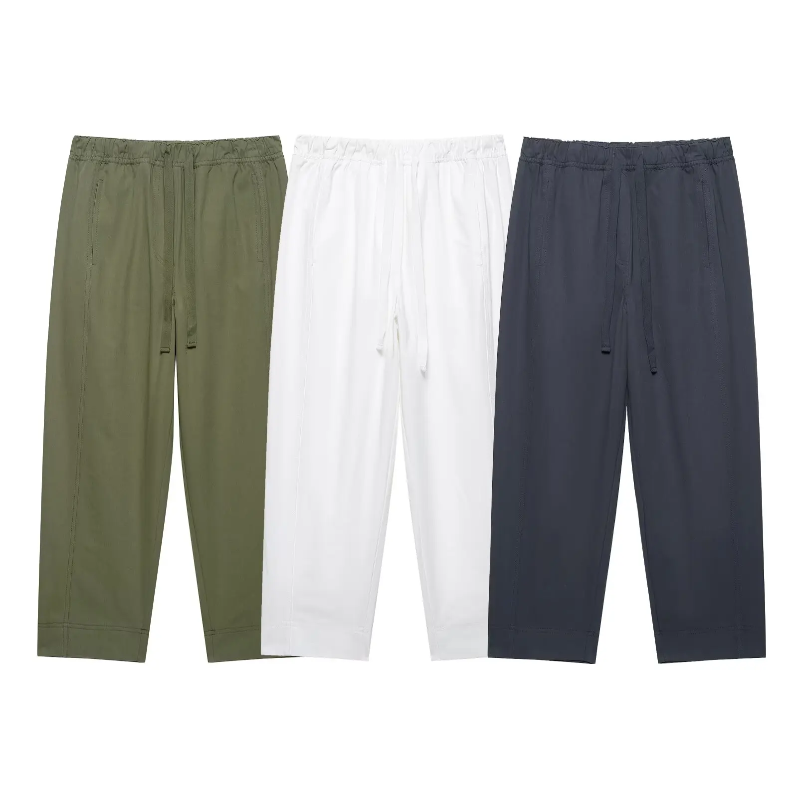 

Women 2025 summer New Chic Fashion Elastic waist radish Pants Vintage High Elastic Waist Drawstring Female Trousers Mujer
