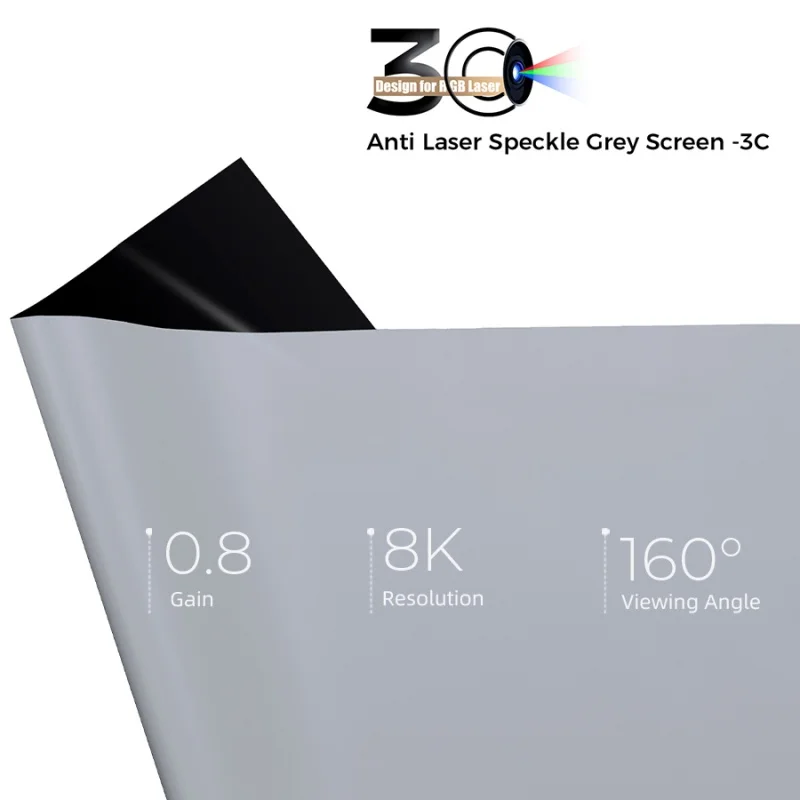 Tri‑Color Laser Fixed Frame Projection Screen ALR Daytime Viewing Long Throw Projector Ready 8K/3D Anti‑Speckle