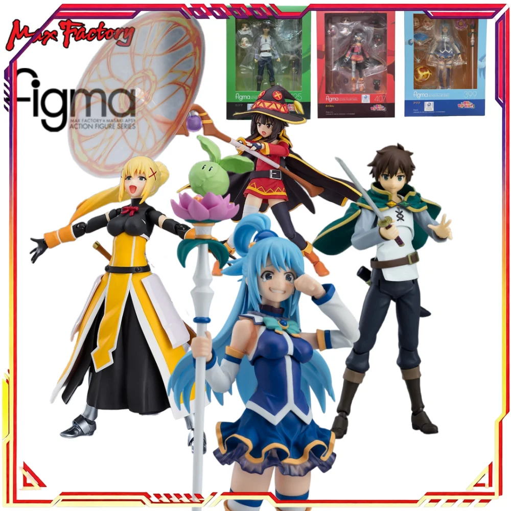 В наличии: Набор фигурок Max Factory Figma 425-Казума/399-Аква/450-Даркнес/407-Мегумин, аниме-модели для коллекционеров, с множеством аксессуаров