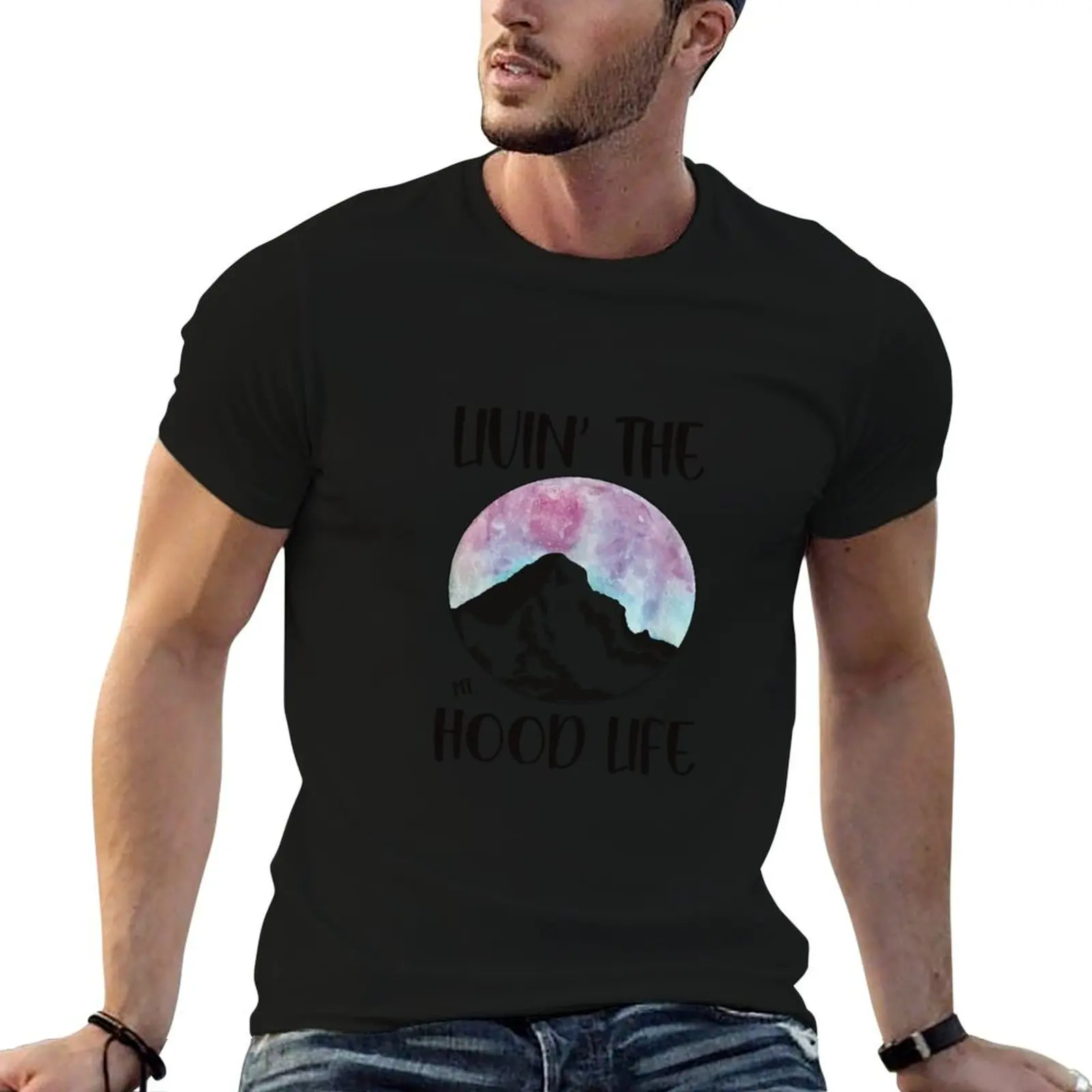 Livin’ The Mt Hood Life - Purple T-Shirt customs Short sleeve tee plus size tops plain white t shirts men