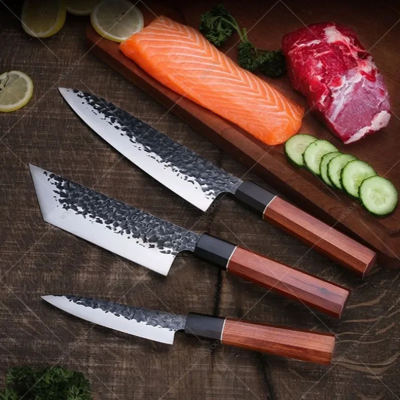 Hammered Forging Professional Chef\'s Knife Stainless Steel Kitchen Meat Cutting Knife Japanese Santoku Slicing Knife