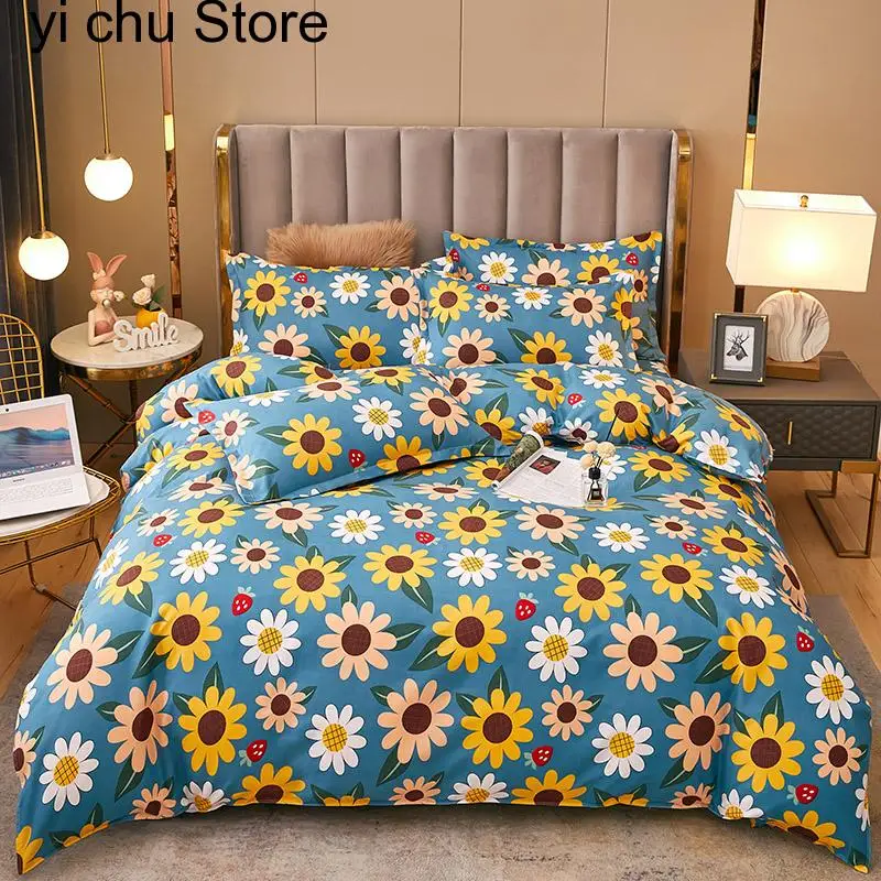 

New 4pcs Bedding Set Bed Linen 2 Bedrooms Bedsheet Duvets Cover Double with Pillow Case King Queen Size Thicken Nordic Bedspread