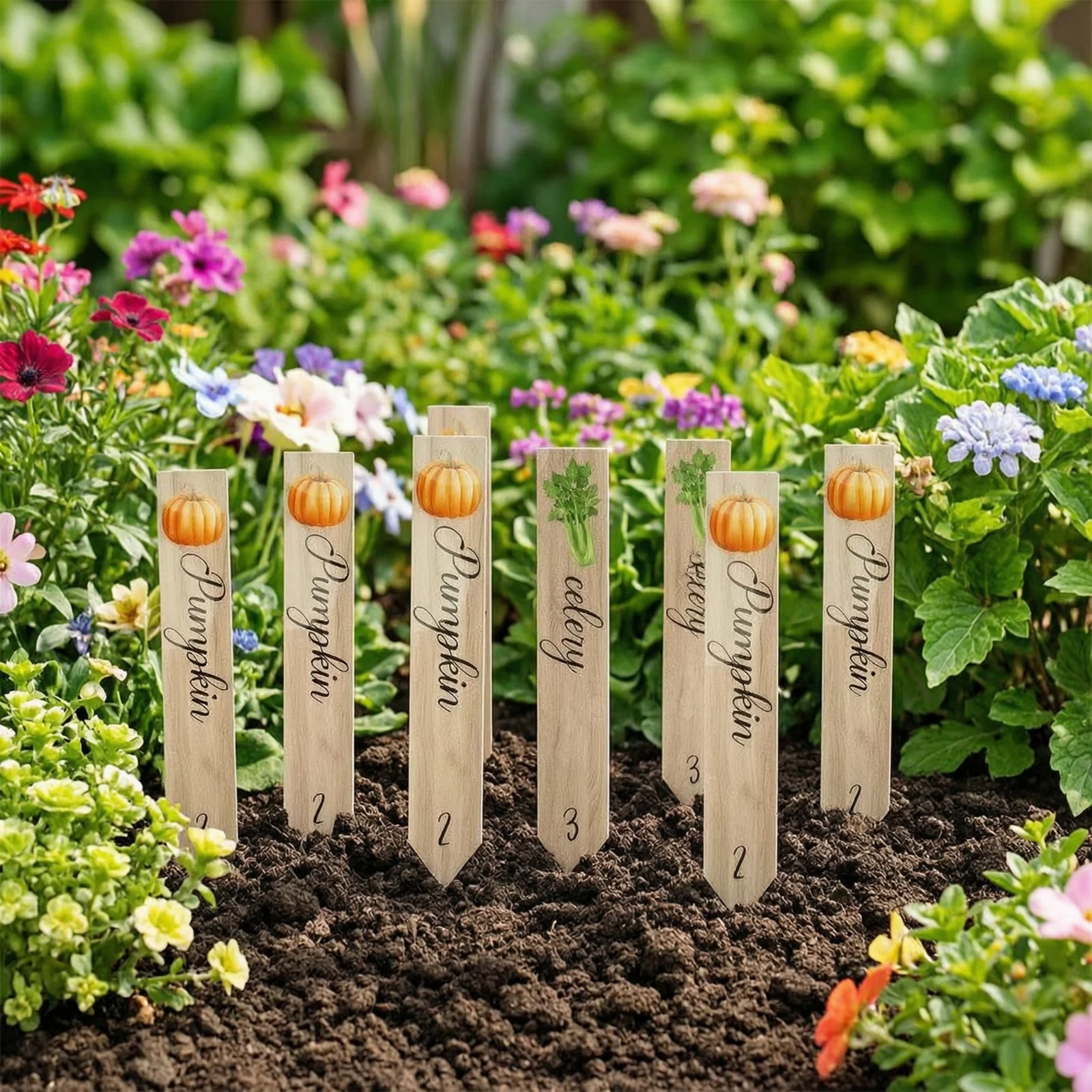 14 Pieces Garden Labels with Stakes Waterproof Garden Placards Plastic Plant Labels Weather-Resistant Plastic Plant Tags Pointed