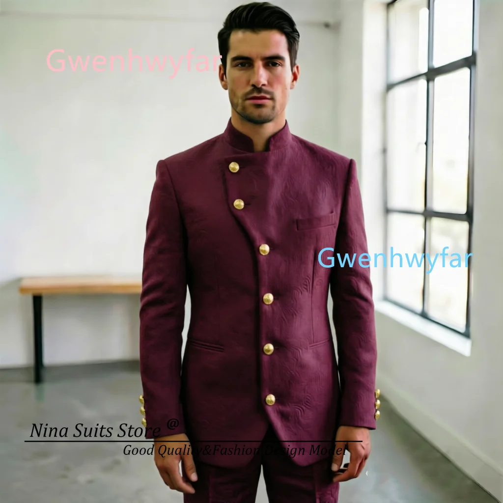 Nina Store 2026 Autumn New Designed Men Suits Custom Made Burgundy Black Ivory Pink Green Paisley Floral Jacket and Pants set
