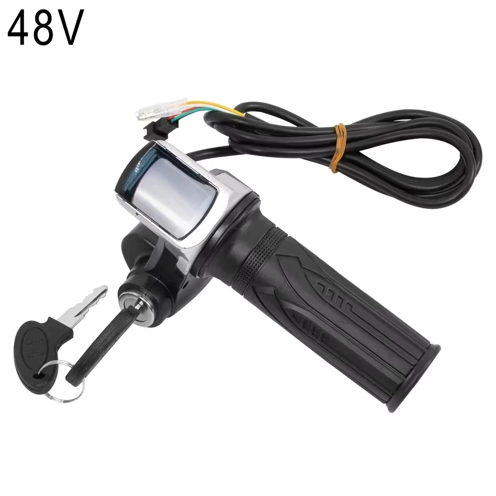 Throttle Grip E-bike Handlebar with Lock Ebike 36V 48V  Electric Bicycle Scooter Accelerator Power Indicator Key LED Display