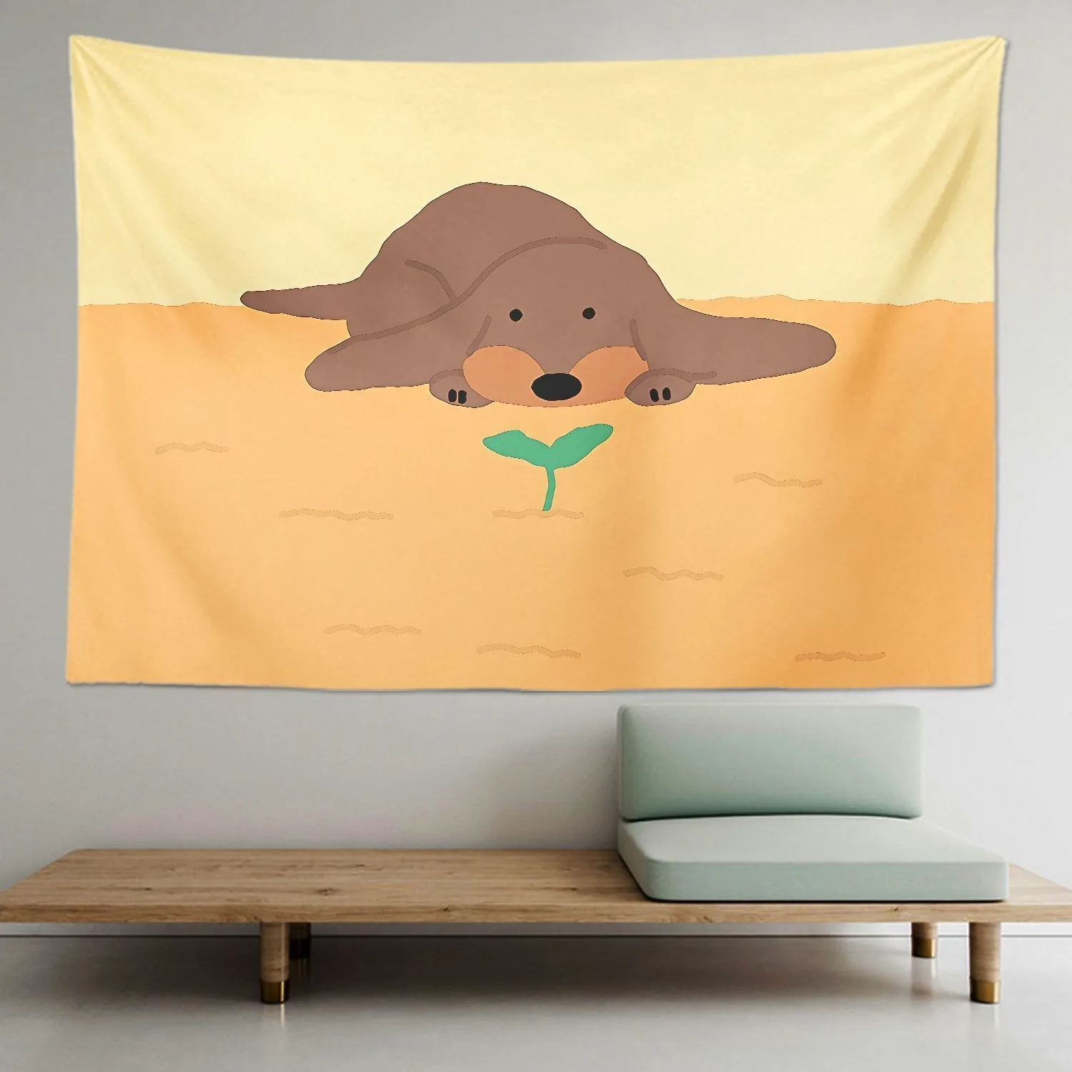 Cute Sleeping Puppy Tapestry, Kawaii Room Wall Decor