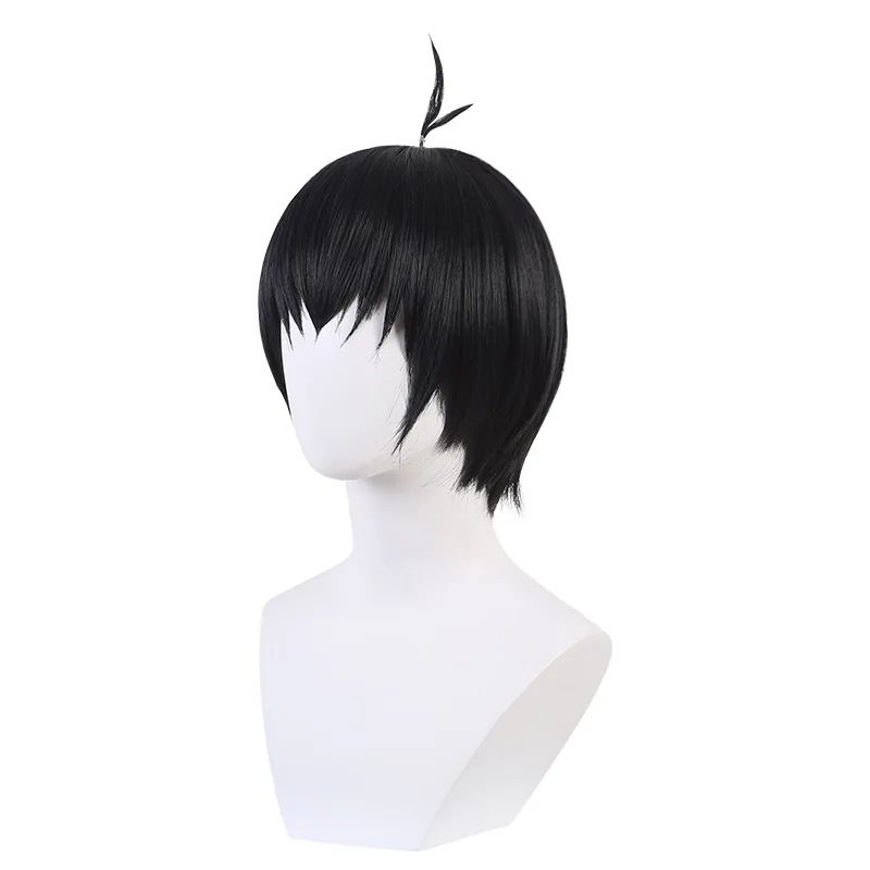 الأزرق السجن جي شي يي شعر مستعار تأثيري الأزرق الداكن الشعر القصير مع الدمبل الانفجارات نمط أنيمي تأثيري هيربيسي