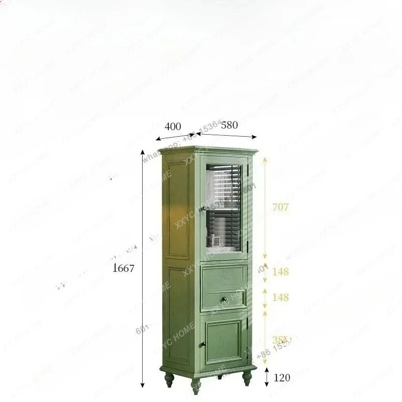 XX Lsolid wood wine cabinet living room against the wall  retro vertical cabinet display storage simple
