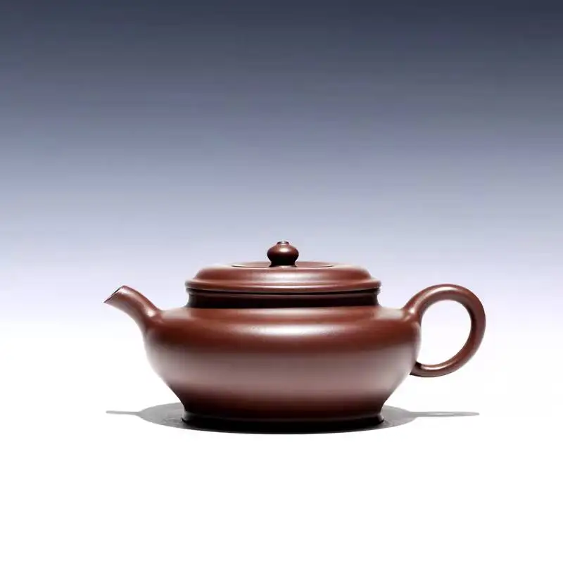 

Чайник Biyile Pot Yixing Premium Original из минеральной глины для заваривания чая, полностью ручной работы, плоский чайник из фиолетовой глины Хунбин, 190 мл