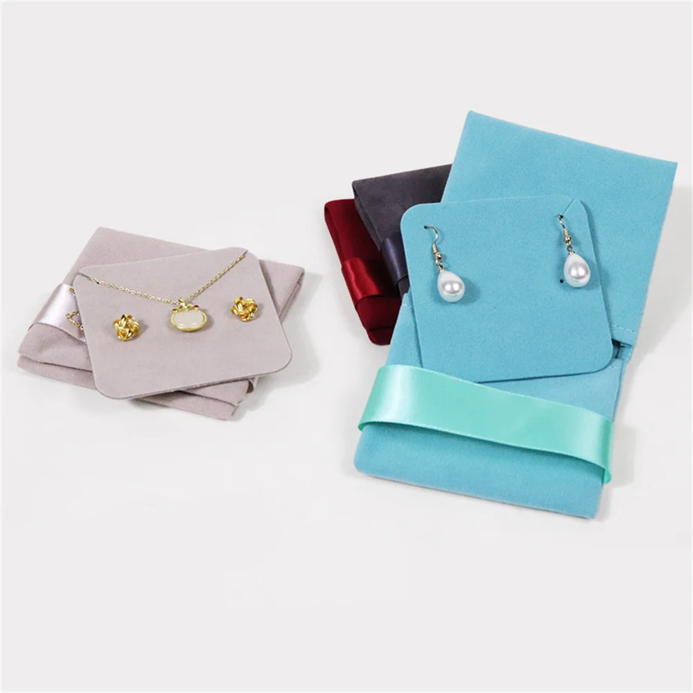 両面ベルベットジュエリーバッグフリップイヤリングネックレススクエア収納ソケットギフト包装袋ジュエリー包装ディスプレイポーチ