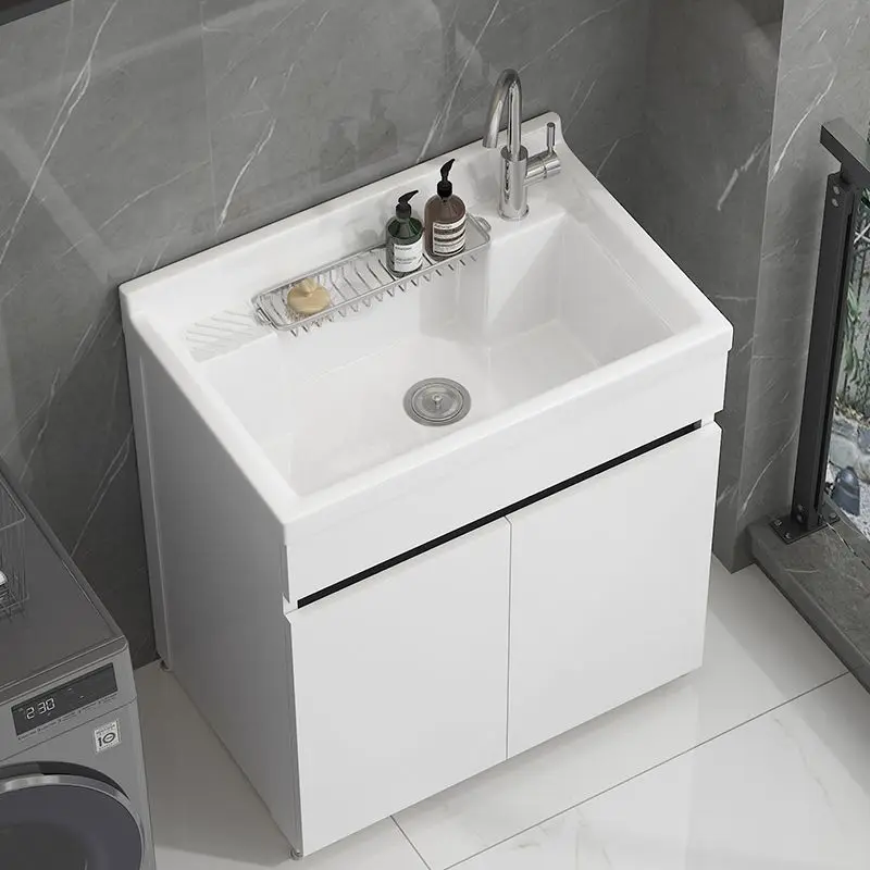 Balcony Honeycomb Aluminum Laundry Cabinet Combination Deepening Laundry Pool Ceramic Integrated Laundry Basin Household Large P