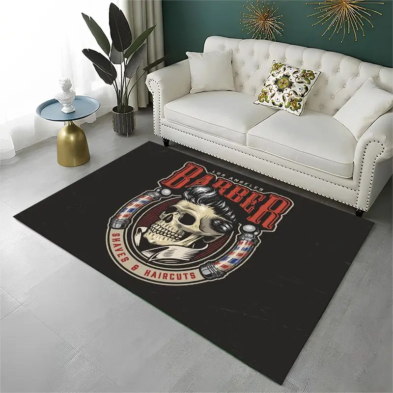 Retro Barber Shop Fashion Sign Large Area Rug Non-slip Durable Carpet for Bedroom Living Room Sofa Doormat Home Decor Floor Mat