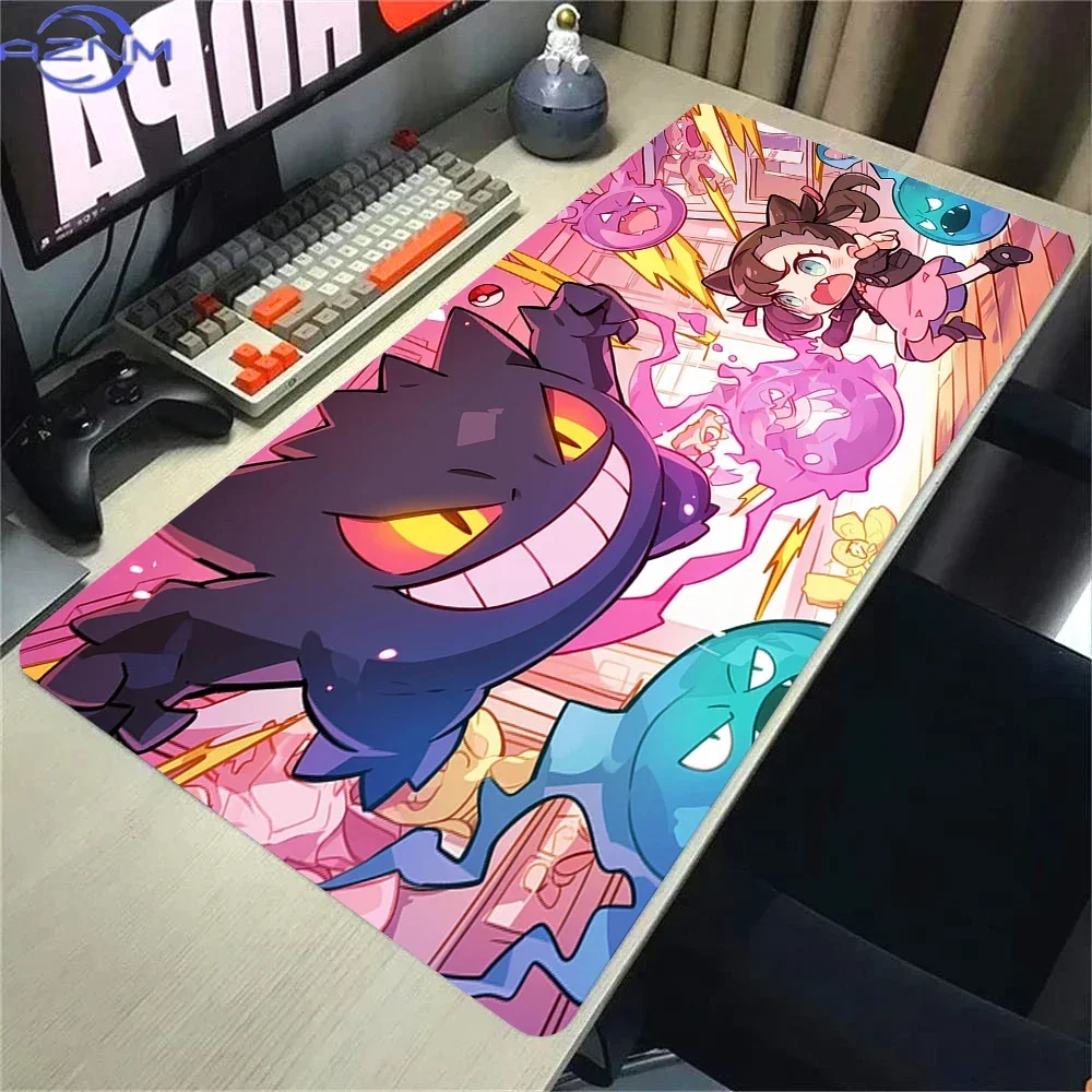 Purple Ghost Creature With Girl Trainer Pink Magic Lightning Cartoon Anime Rubber Mouse Pad Non Slip Gaming Desk Mat for Laptop