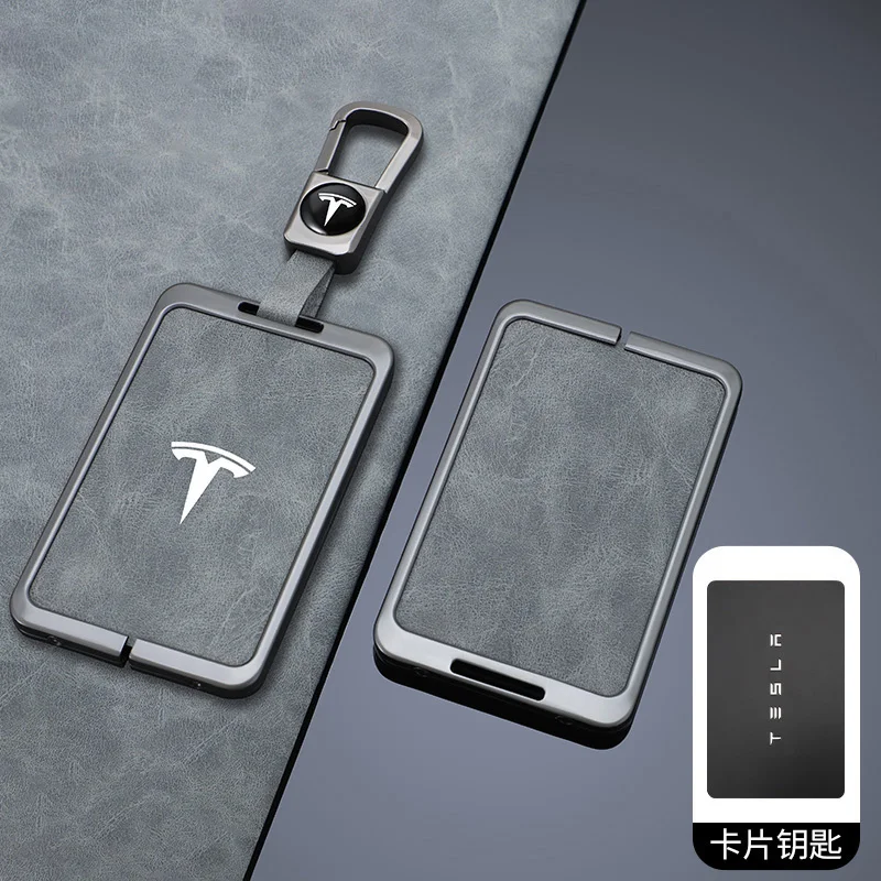 Custodia protettiva in lega di zinco + pelle per auto Smart NFC Card Key Shell Fob per Tesla Model 3 Model S Model X Model Y Accessori