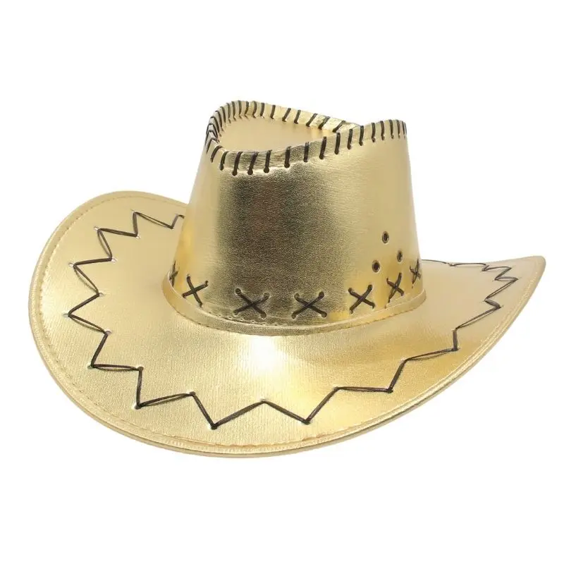 

Party Dress Up Top Hat Bright Gold Silver Western Cowboy Hat Short Video Wear Jazz Performance Stage Hat