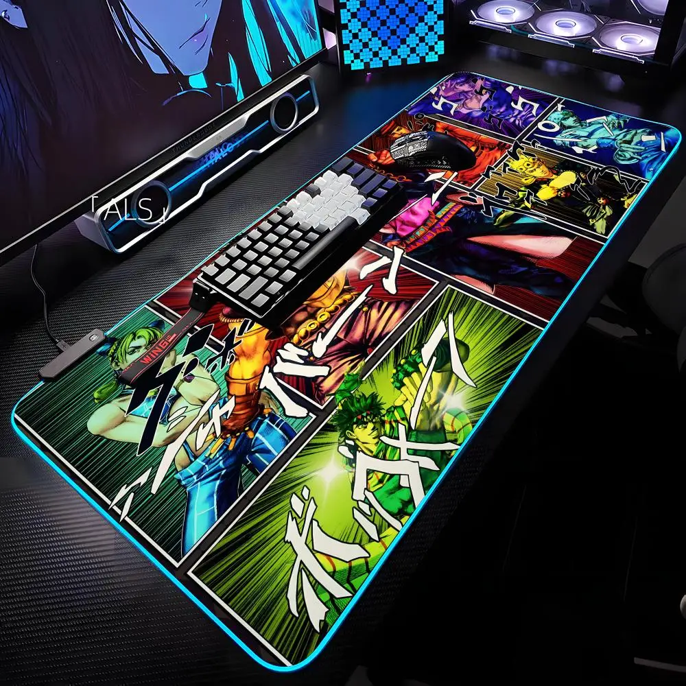 

JoJo Bizarre Adventure Mouse Pad RGB Backlit Mouse Pad Laptop Mouse Pad Laptop Gamer Computer Desk Gaming Accessories