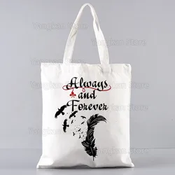 Damon Salvatore Shopping Bag Women Canvas The Vampire Diaries Tote Eco Cartoon Shopper Chronicles Vampiricas Shoulder Bags