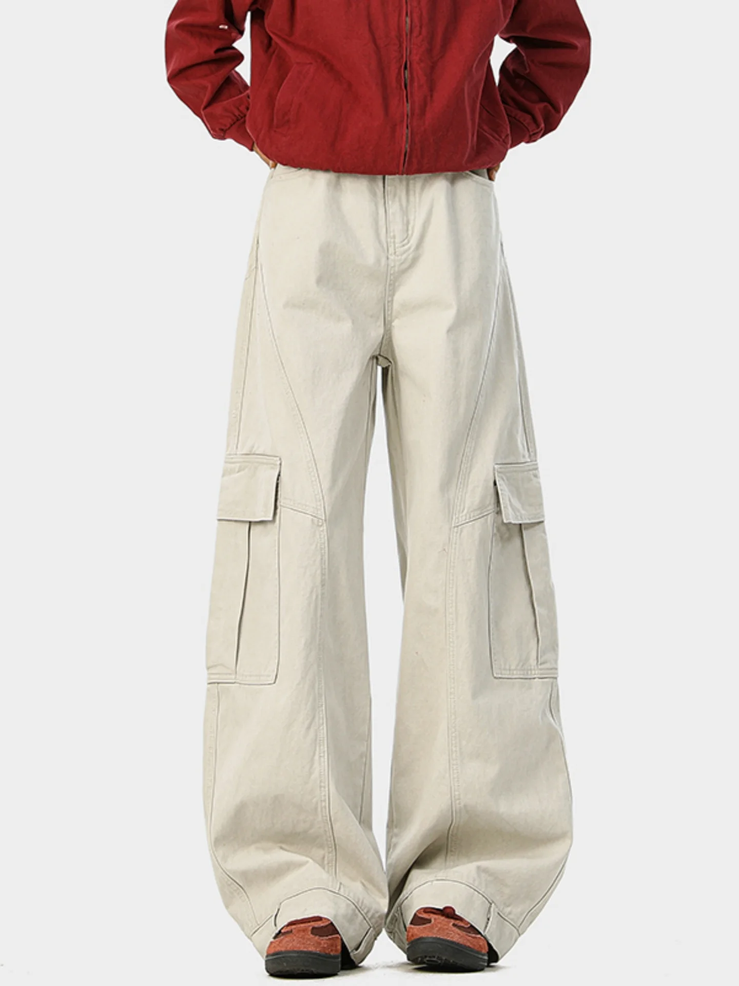 

Heavyweight Pure Cotton Men's Work Trousers Straight Leg Loose Wide Leg American Sle Knife Autumn Clean Fit Pants