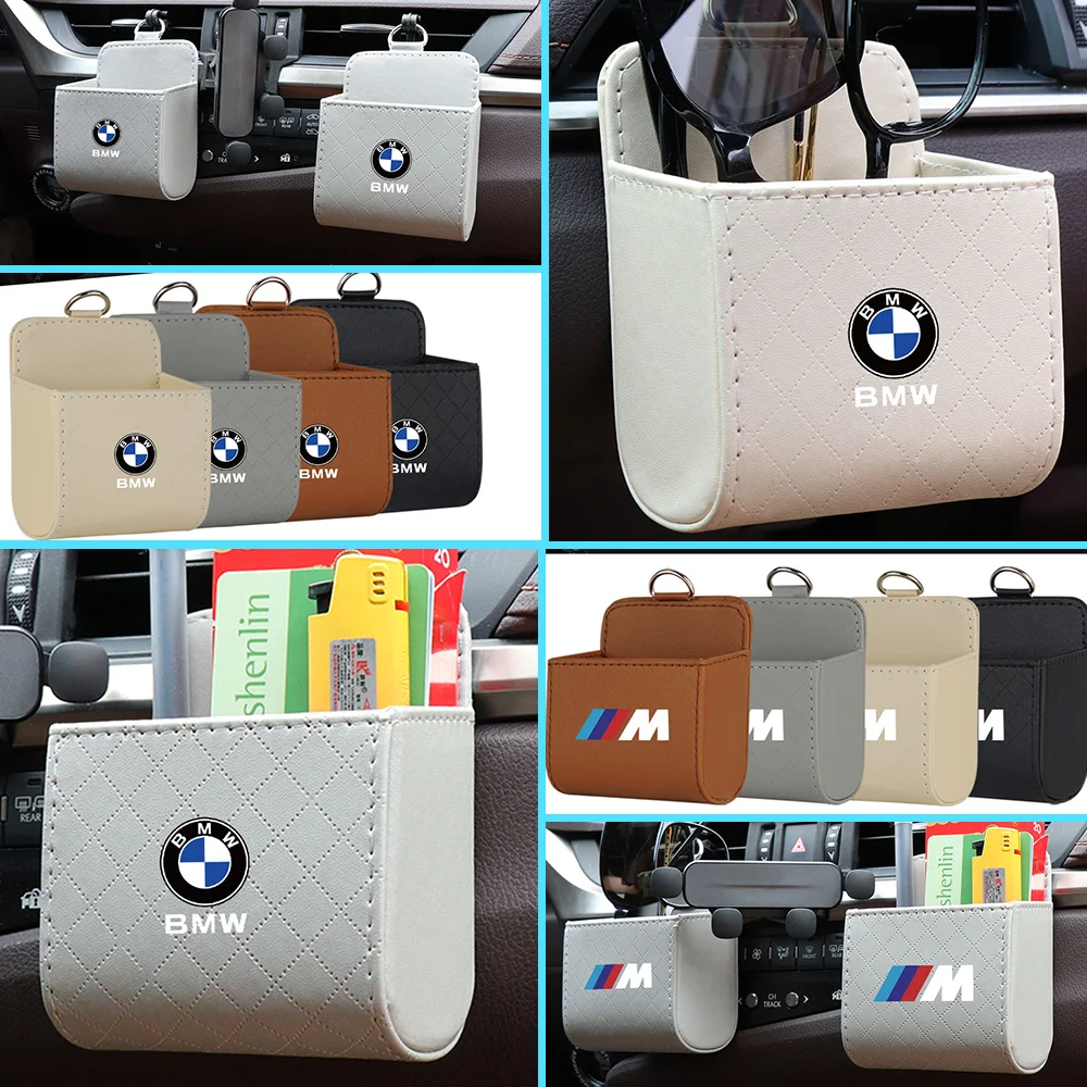 Car Storage Bag Car Accessories Air Vent Dashboard Tidy Hanging Leather Organizer Box For M Performancce E46 E90 E60 F30 F22 X3