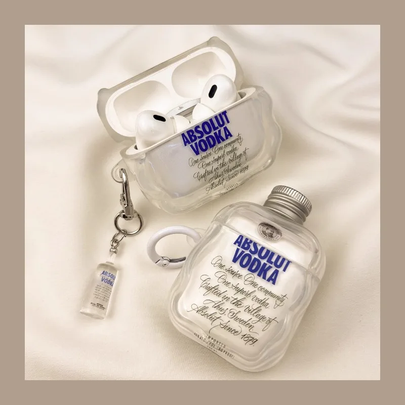 Vodka Bottle AirPods 4th Generation Bluetooth Earphone Cover, Creative Case for Apple 2 3 Pro Protective Shell