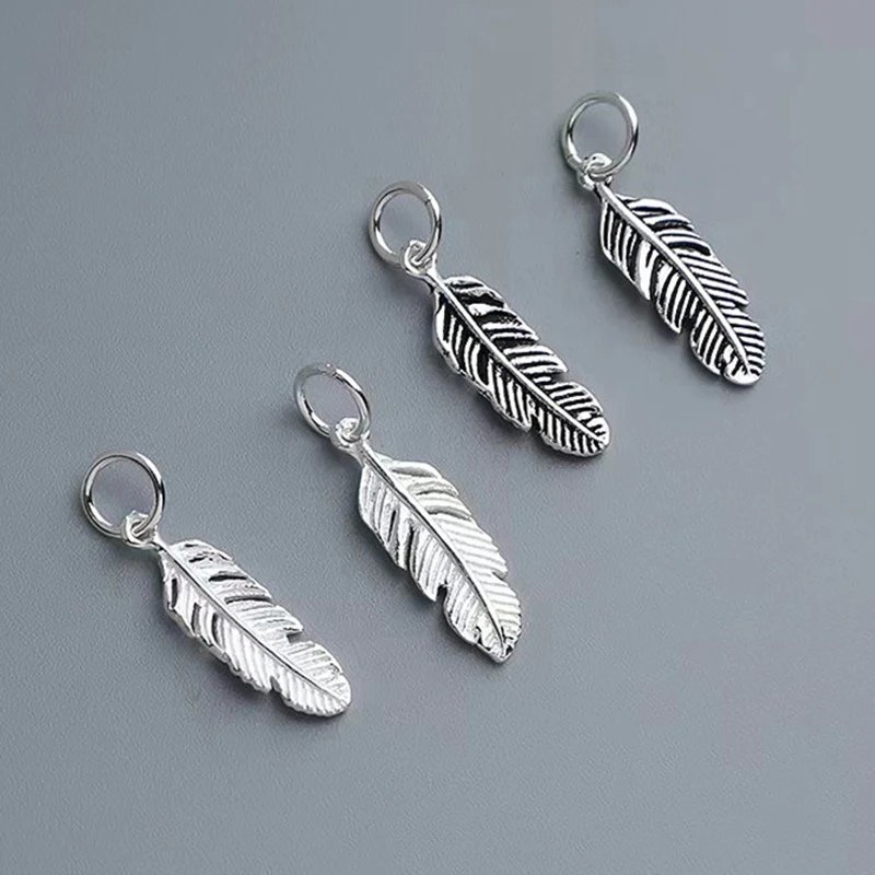 

1 шт. стерлингового серебра 925 пробы модные подвески с перьями 18,5x6 мм женские/мужские ювелирные изделия серебряные подвески DIY ожерелье браслеты аксессуары