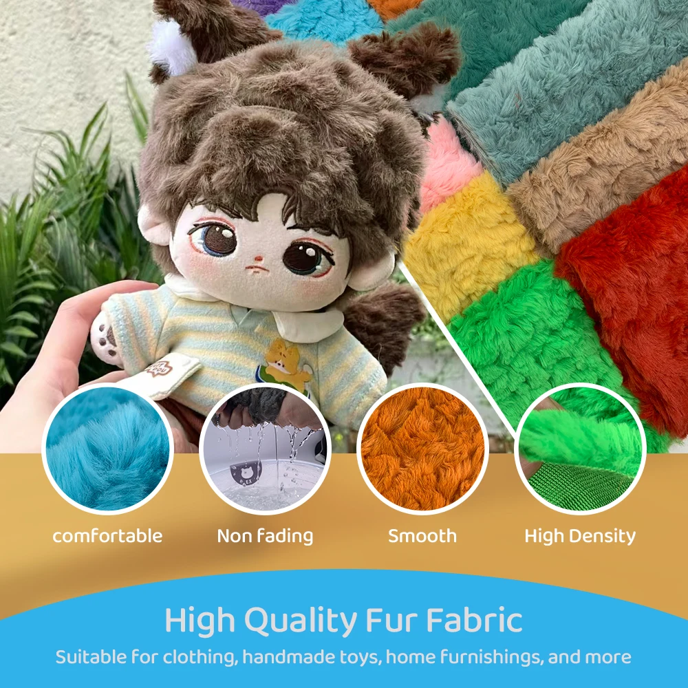 Embossed Microfiber 100% Polyester Fabric Rabbit Faux Fur Fleece Fabric For Cotton Doll Hair Plush Toy 25x45cm