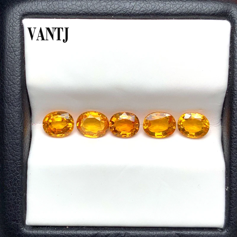 VANTJ 100% Natural Yellow Sapphire Loose Gemstone Oval 5*6mm 5PCS 3.4ct for Silver Gold Ring Mounting Diy Jewelry