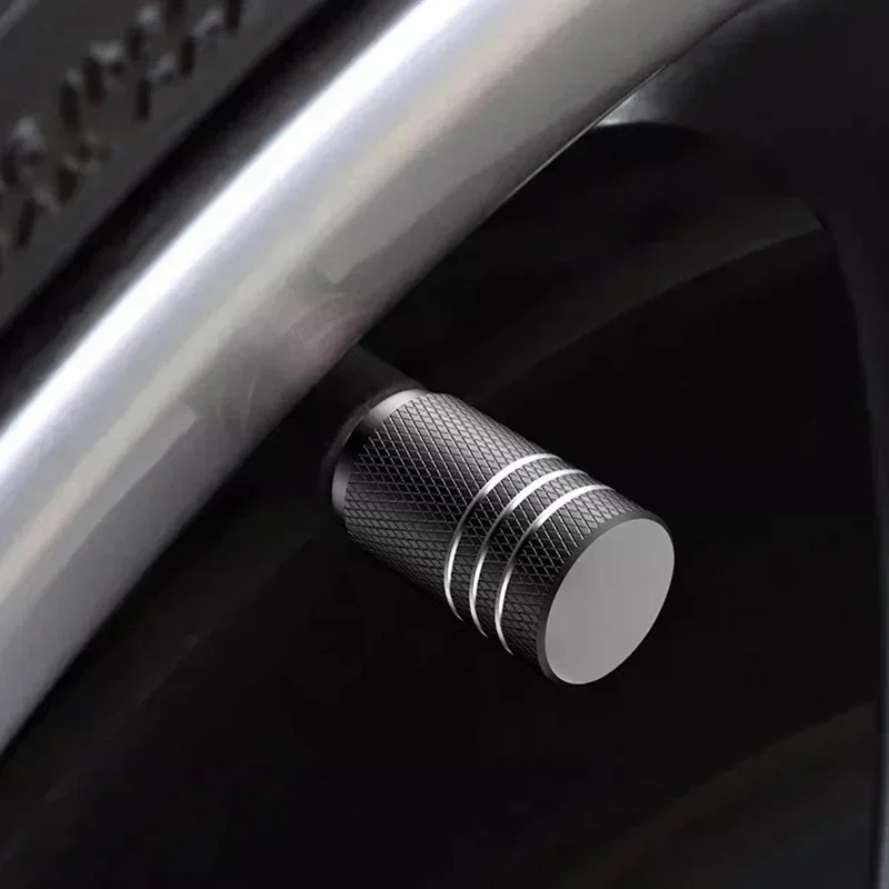 NEW 4Pcs Car Tire Valve Stems Cap Knurling Style Tire Valve Cap Aluminum Tire Wheel Stem Air Valve Cap Car Universal Accessories