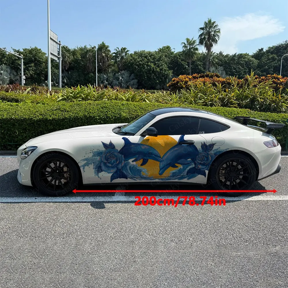 

Наклейки на боковые части автомобиля Blue Dolphin Rose Sunrise, самоклеящиеся водонепроницаемые и устойчивые к царапинам наклейки из ПВХ, аксессуар для автомобиля в подарок