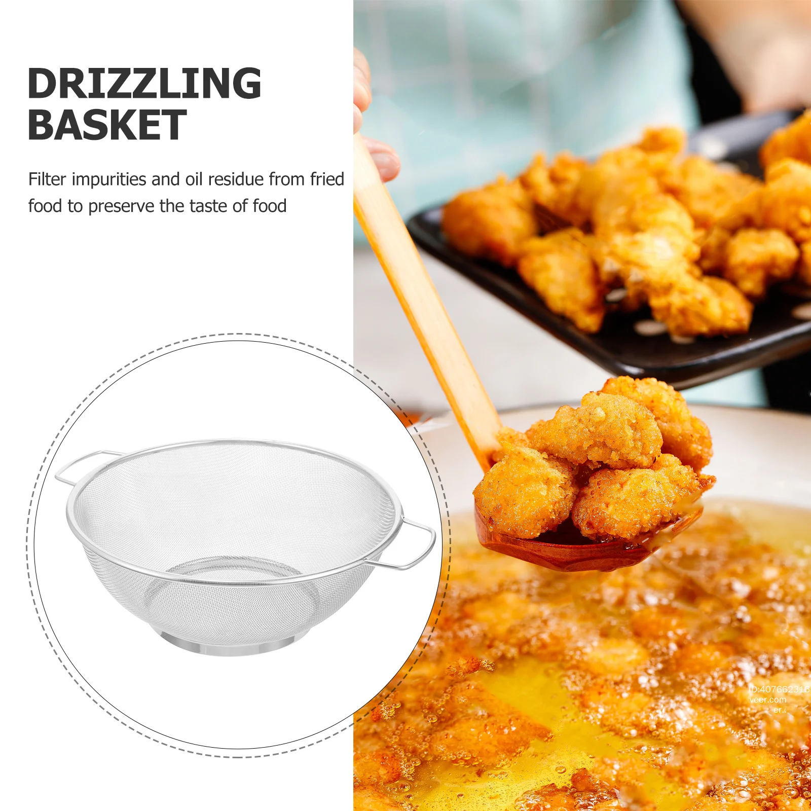 Colador de malla de acero inoxidable, colador de alambre fino, cesta para cocina, Pasta, lavado de arroz, ensalada, filtrado de aceite, herramienta de cocina