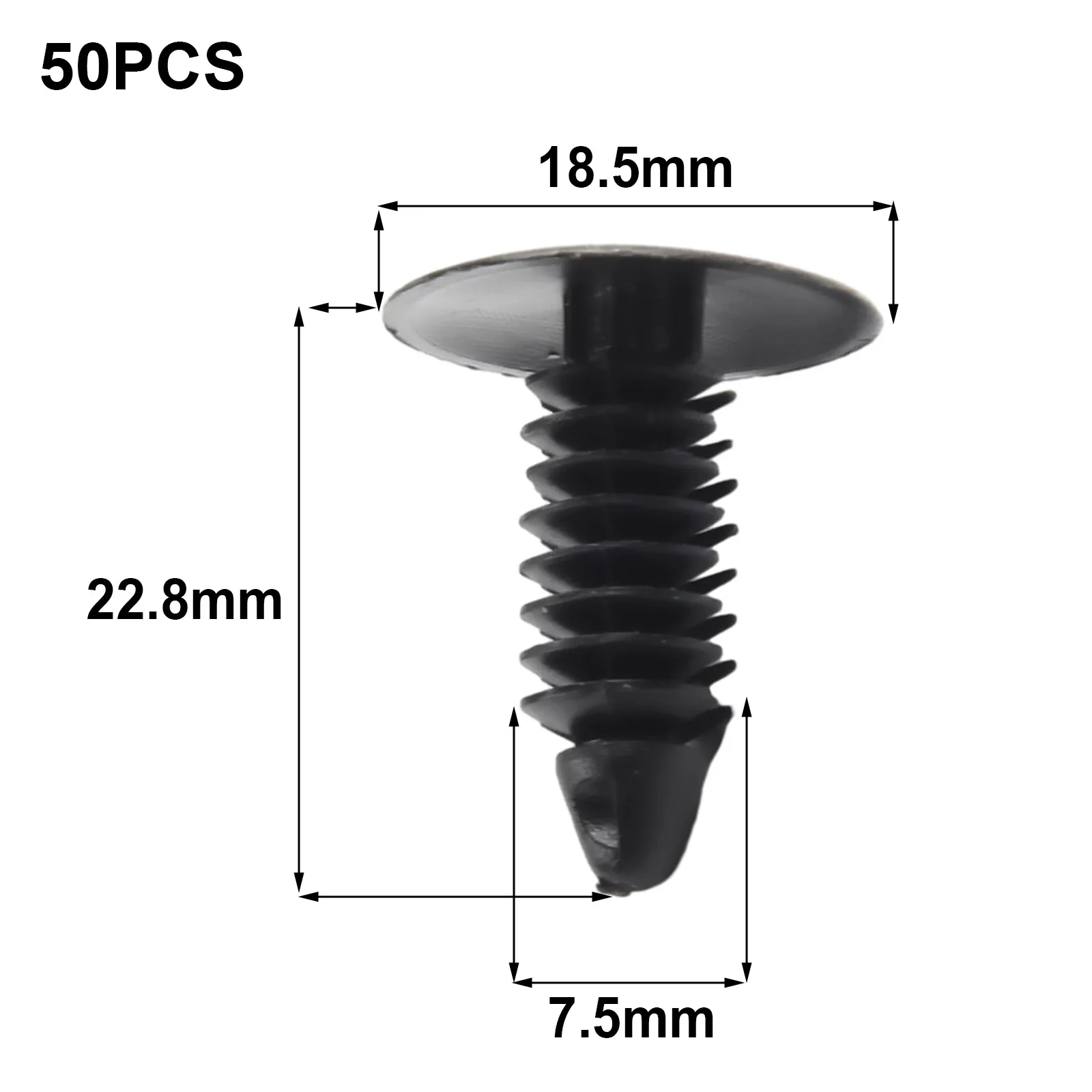 50×Car Universal- Plastic Rivet Fastener Clip 7.5mm-6.0mm Hole For Nissan- For Honda- Fender Bumper Shield Retainer Rivets