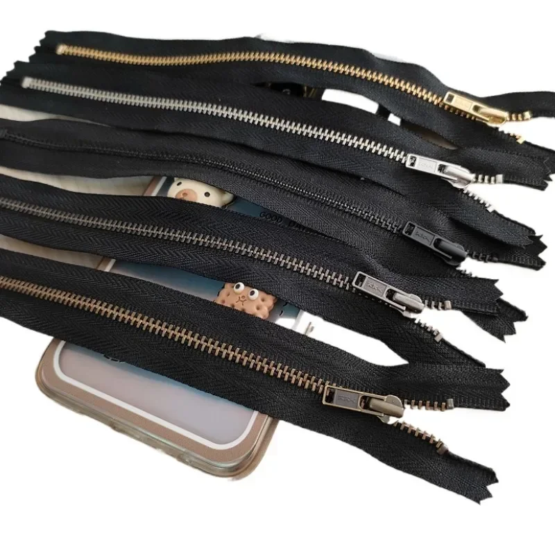 

30pcs/Lot 3# 20 25 30cm Vintage Ykk Metal Zipper for Sewing Black Bronze Close End Pocket Pants Leather Bag Craft Diy Accessory