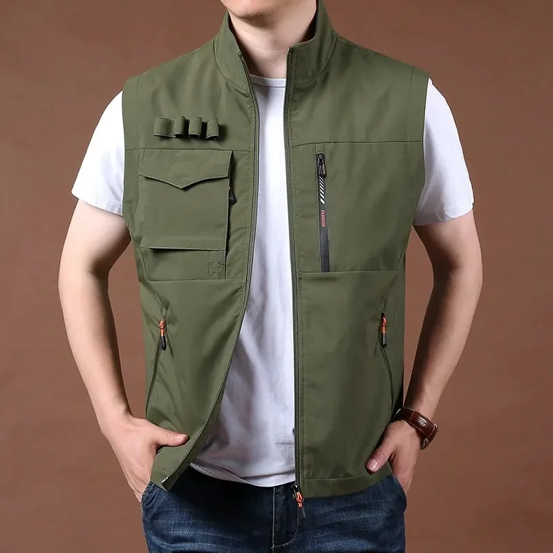 Large Size Men's Vest Tactical Sleeveless Fashion Hunting Fishing Clothing Embroidered Jackets Man Mountaineering Jacket Camping