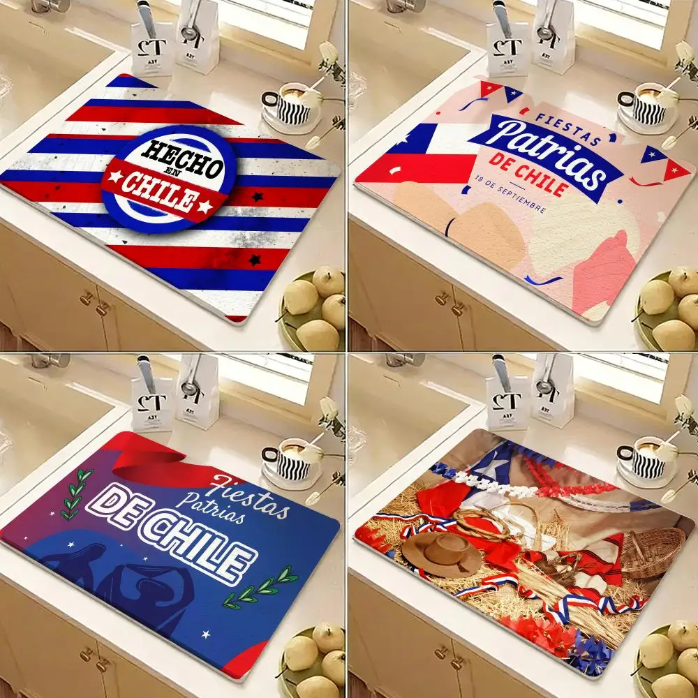 septiembre chile festival Floor Mat Diatomite Floor Mat Fast Drying Odor Resistant Non Slip Bath Kitchen Mat