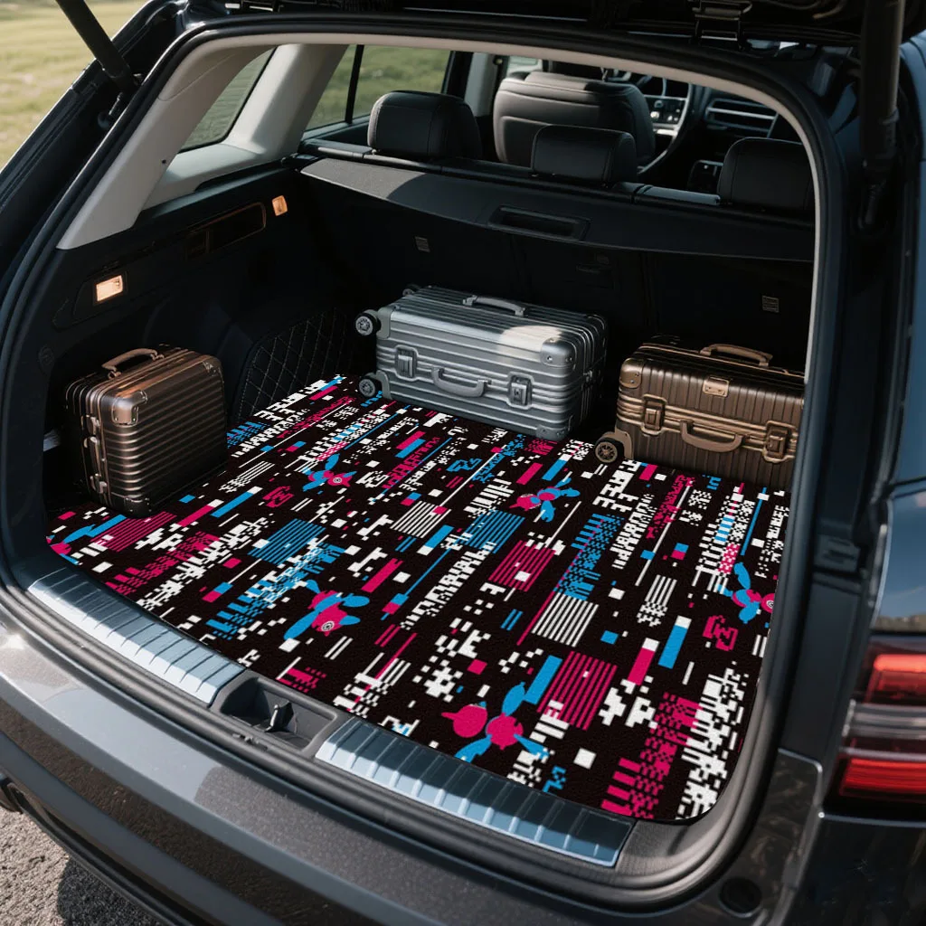 1pc Car Trunk Mat With Printed Design, An Essential Travel Accessory, Universal Fit For Various Car Models, A Must-Have Interior