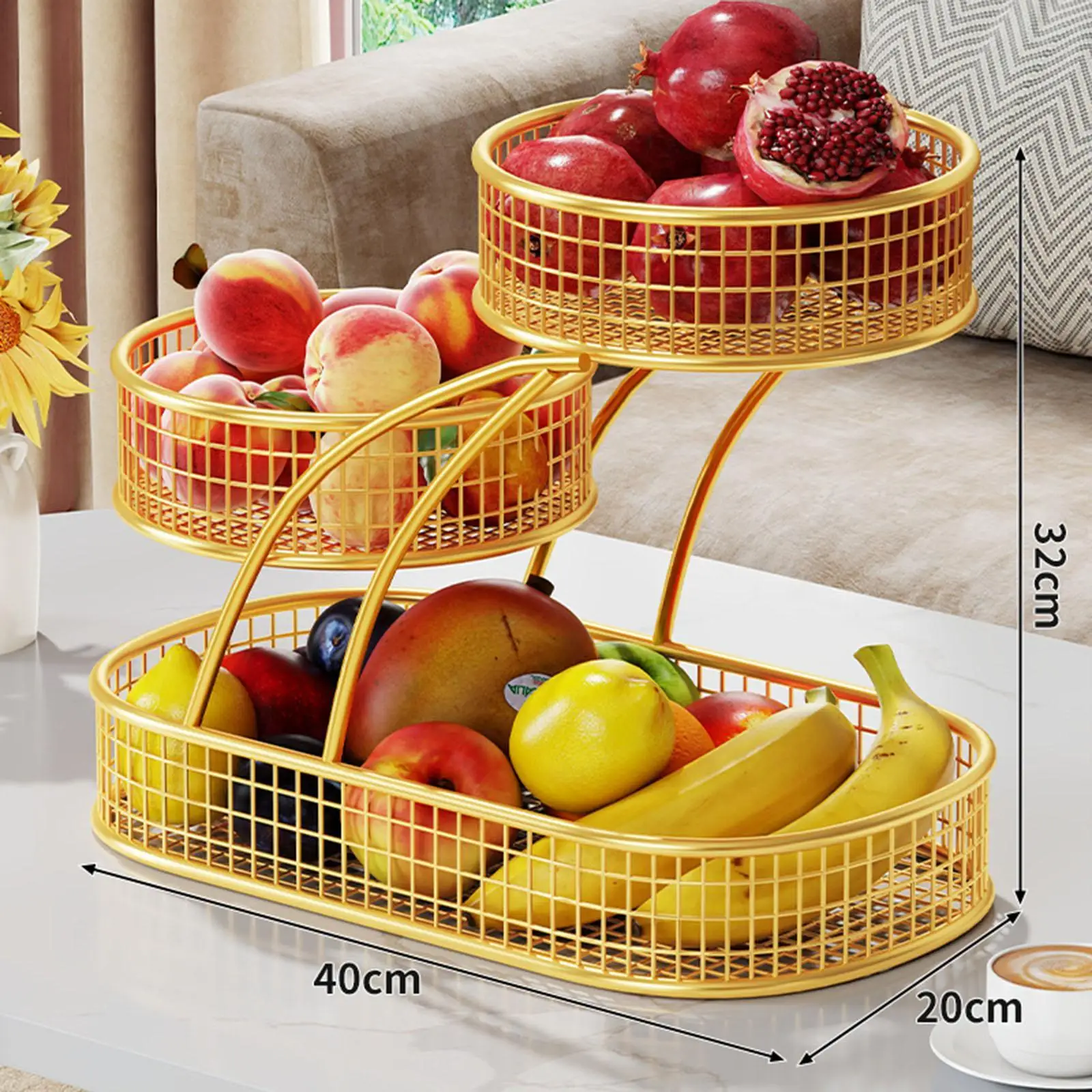 

Трехуровневая металлическая фруктовница для столешницы, просторная фруктовница, современная кухонная подставка для хранения в доме