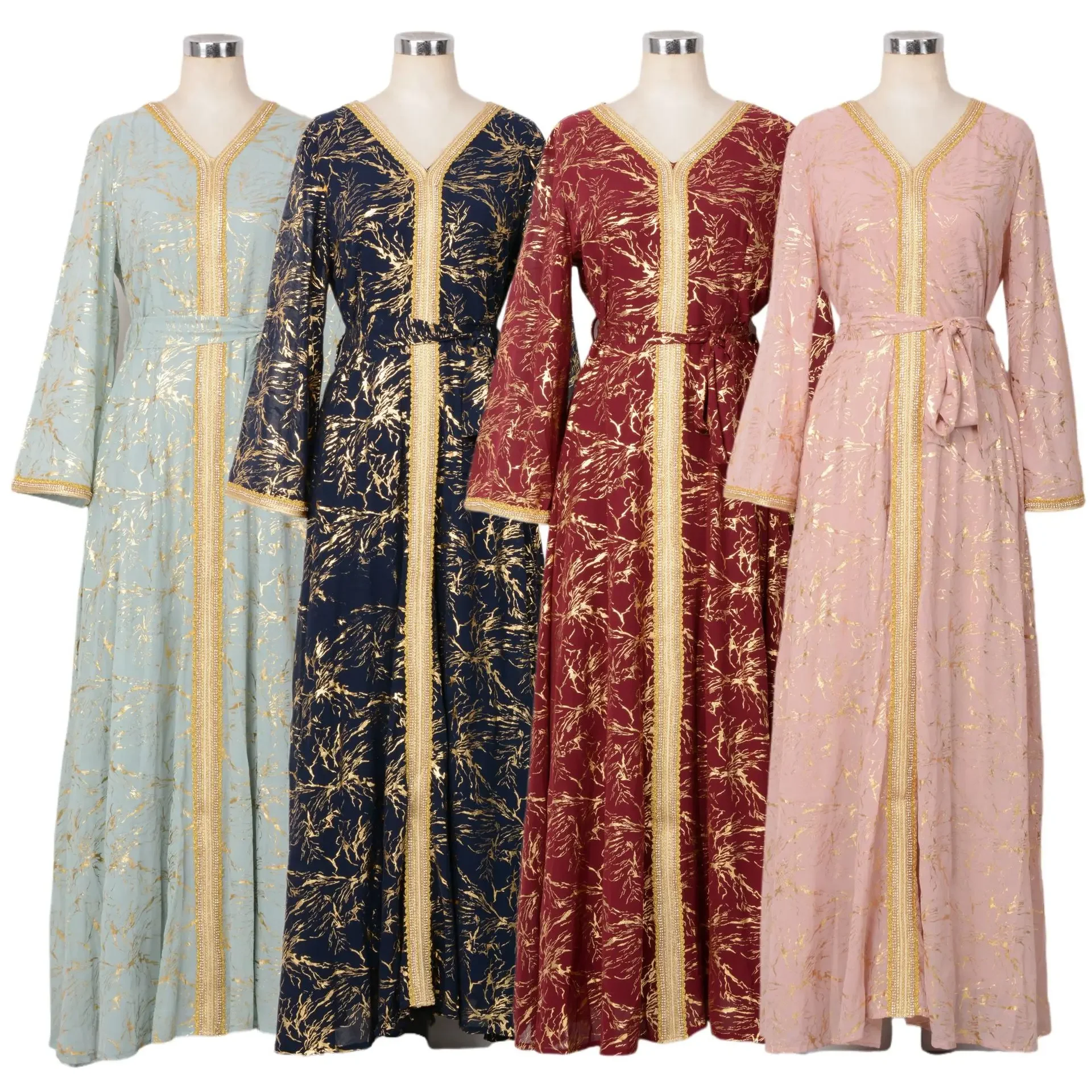 

Мусульманское Дубайское абайи, модное платье на шнуровке с v-образным вырезом для женщин, роскошное турецкое исламское мусульманское кафтан с длинным рукавом, мусульманское платье для женщин