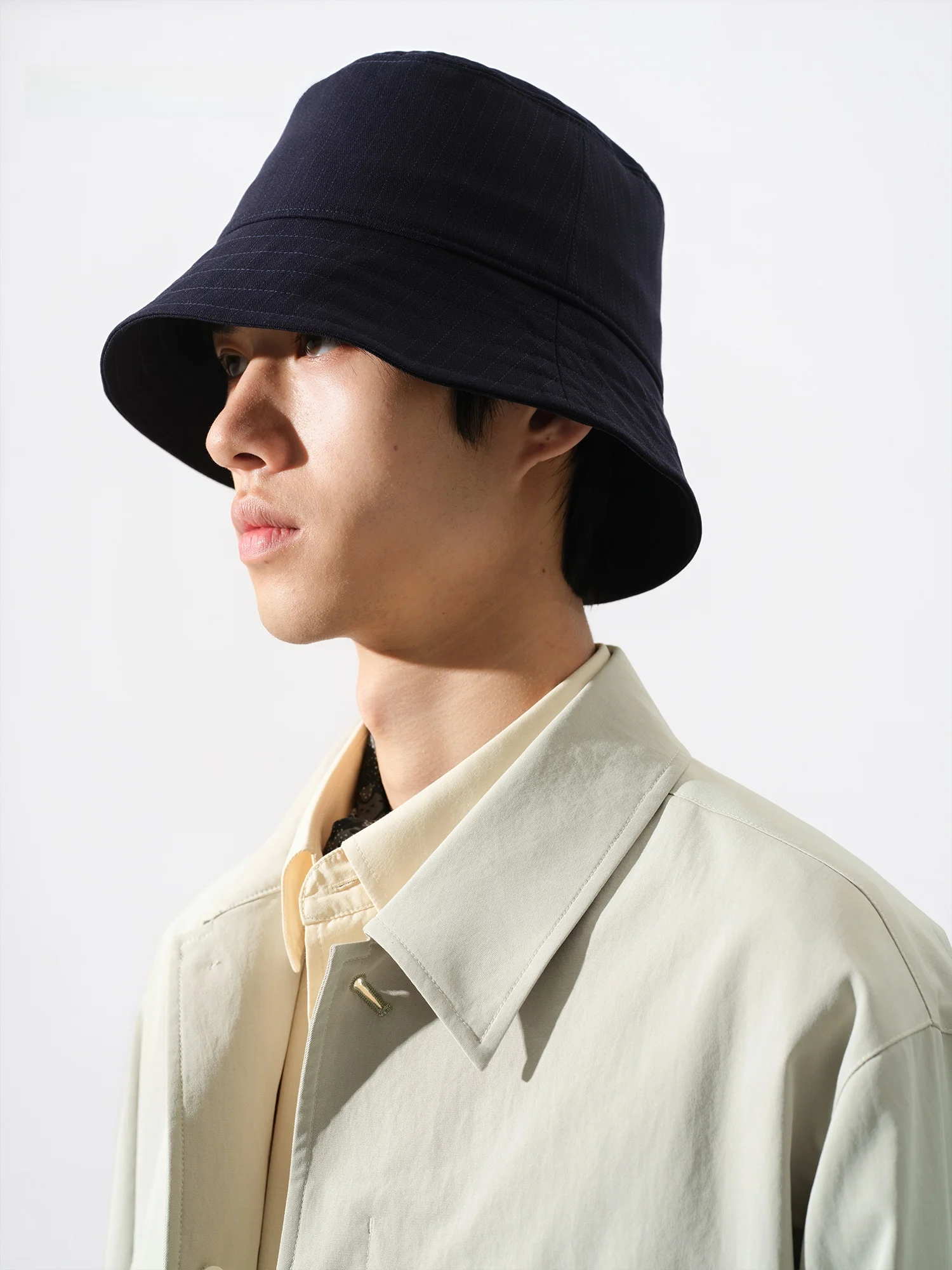 

Удобная мужская рыбацкая шляпа с широкими полями и треугольным полосатым узором, универсальная, всесезонная, средней толщины, белая