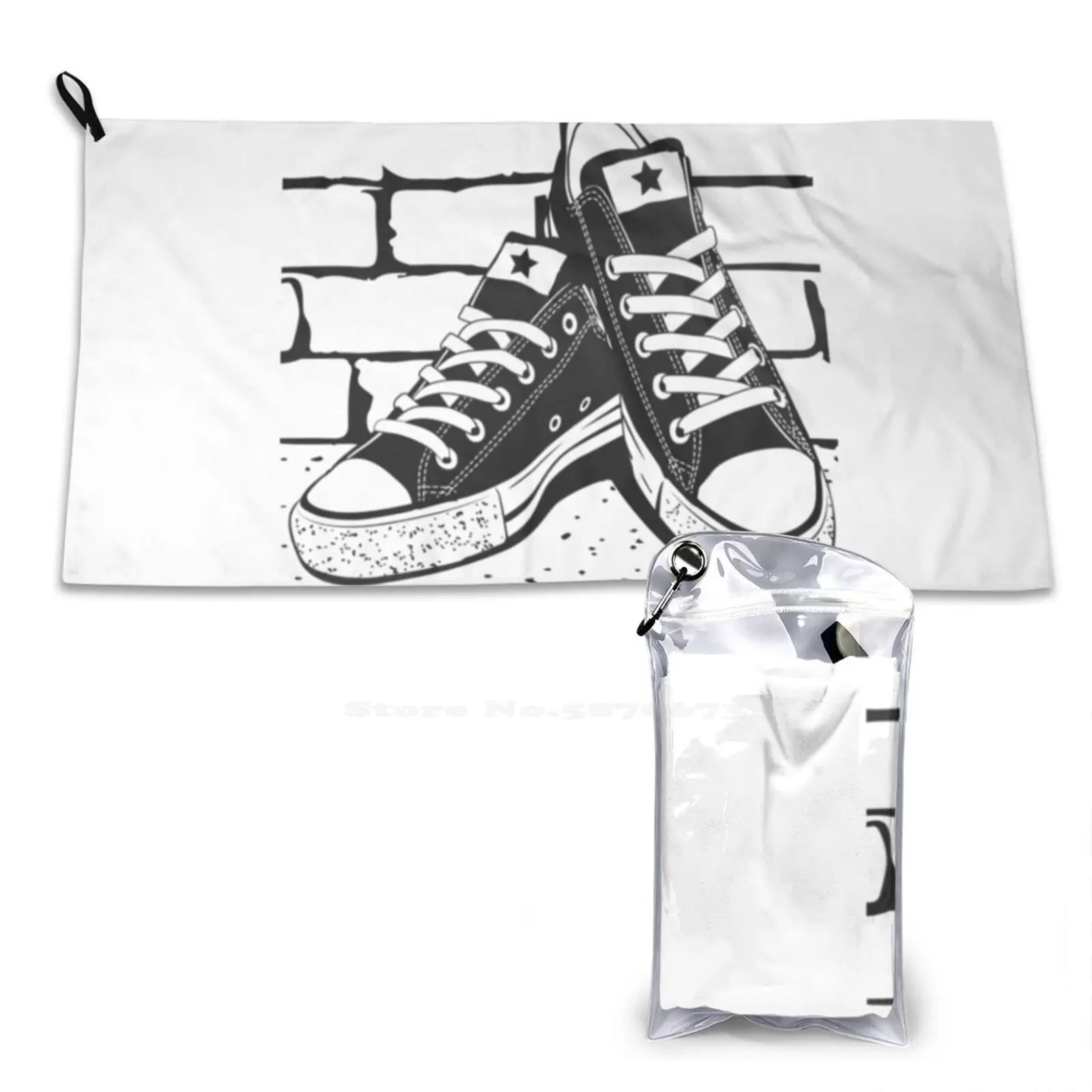 Sneakers T-Shirt Soft Microfiber Fabric Face Towel Sneakers Sports Shoes Black And White Style Fashion Designer Exclusive