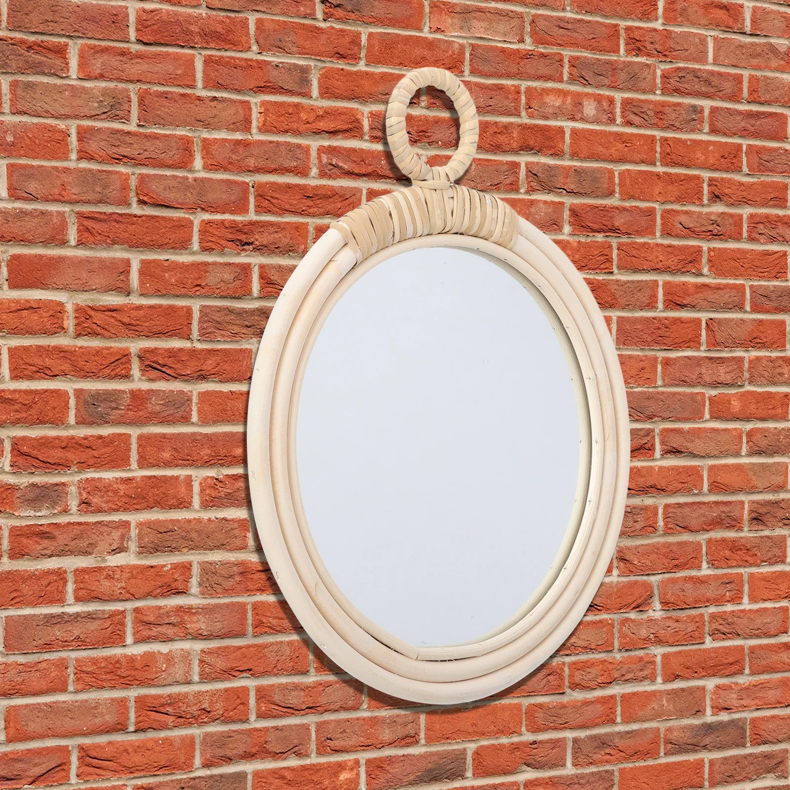 Wicker Woven Mirror Decorative Wall-Mounted Makeup Mirror for Bathroom Bedroom Hotel Nordic Style Home Decor Wall Decor