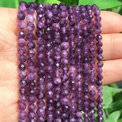 Natural 3mm 4mm Faceted Amethyst Round Tiny Beads Diy Loose Spacer Beads for Jewelry Making Beading Accessories