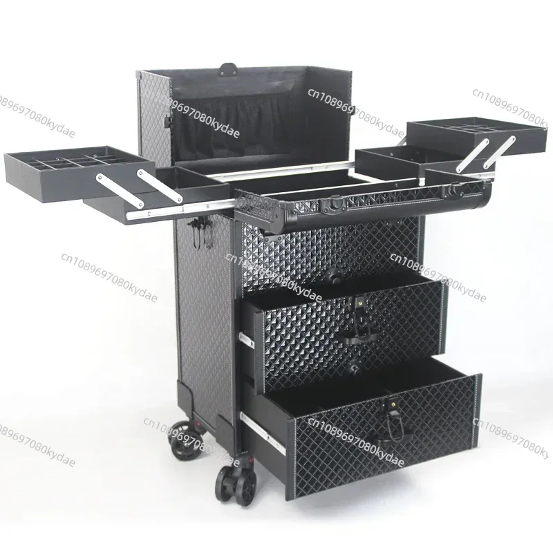 Large Capacity Multi-layer Professional Trolley Makeup Box, Multifunctional Storage Toolbox For Eyelash And Nail Embroidery