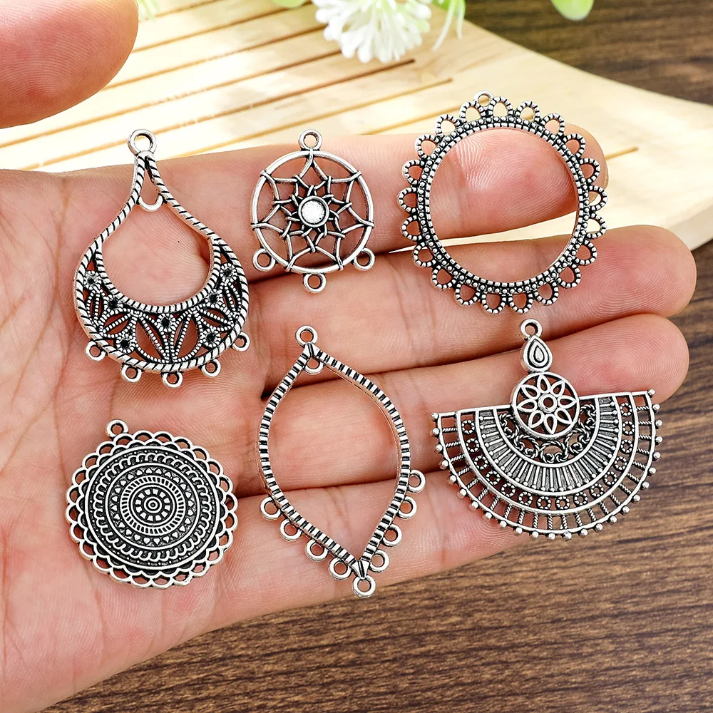 Antique Silver Bohemia Vintage Pendants Connectors for DIY Jewelry Making Earrings Necklace Findings Components Accessories