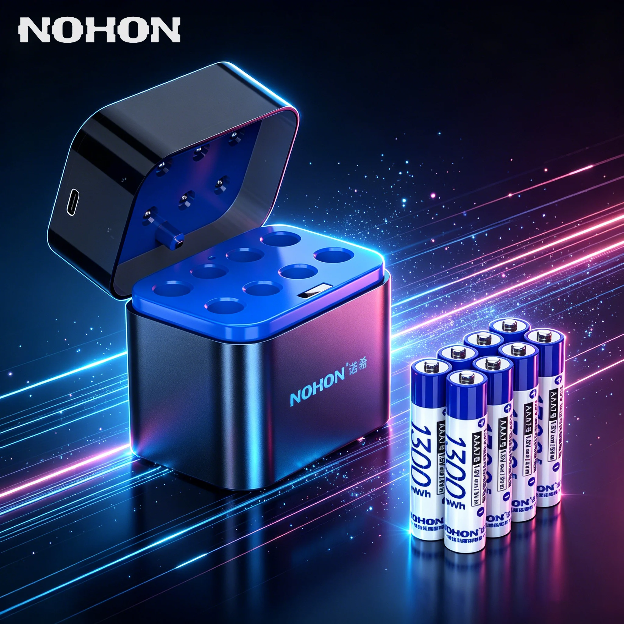 NOHON Original wiederaufladbare Batterie 1,5 V AA 3600 mWh/AAA 1300 mWh Li-Batterien mit Ladegerät für Spielzeug, Spielkonsole, Uhr, Video, Radio, Kamera