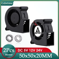 2 Pieces lot Gdstime DC 5V 12V 24V Dual Ball 5020 Turbo Radiator Fan 50mm 5cm Blower Cooling Fan 50x20mm Centrifugal Turbine Fan
