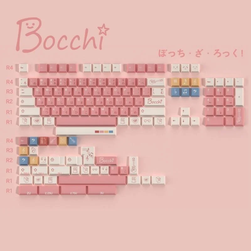 New Lonely Rock Theme Keycap 140 Key Japanese Pbt Thermal Sublimation Mechanical Keyboard Anime Pochi Sauce Game Keycap